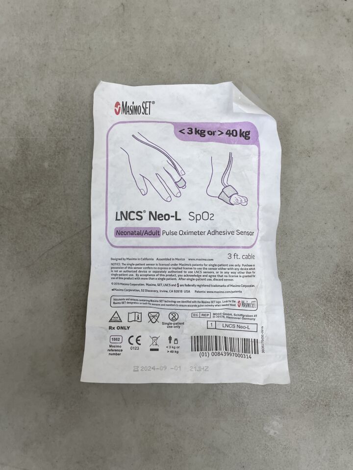 1862 - MASIMO - Neo-L Neonatal / Adult SpO2 Adhesive Sensor < 3kg or >40kg, (EA) - ( Expiry Date: 2024-09-01 )