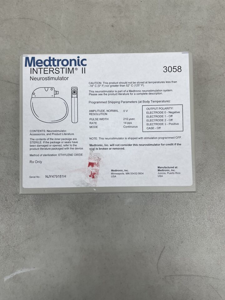 3058 - MEDTRONIC - InterStim II Recharge-Free Implantable Neurostimulator for Bladder & Bowel Control, (BX/1) - ( Expiry Date: 2021-08-14 )