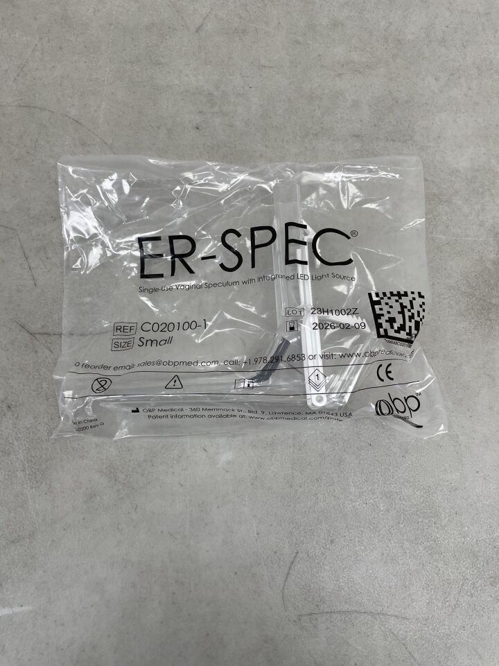 C020100-1 - OBP - ER-SPEC Single-Use Vaginal Speculum w/Integrated LED Light, Small, (EA) - ( Expiry Date: 2026-02-09 )