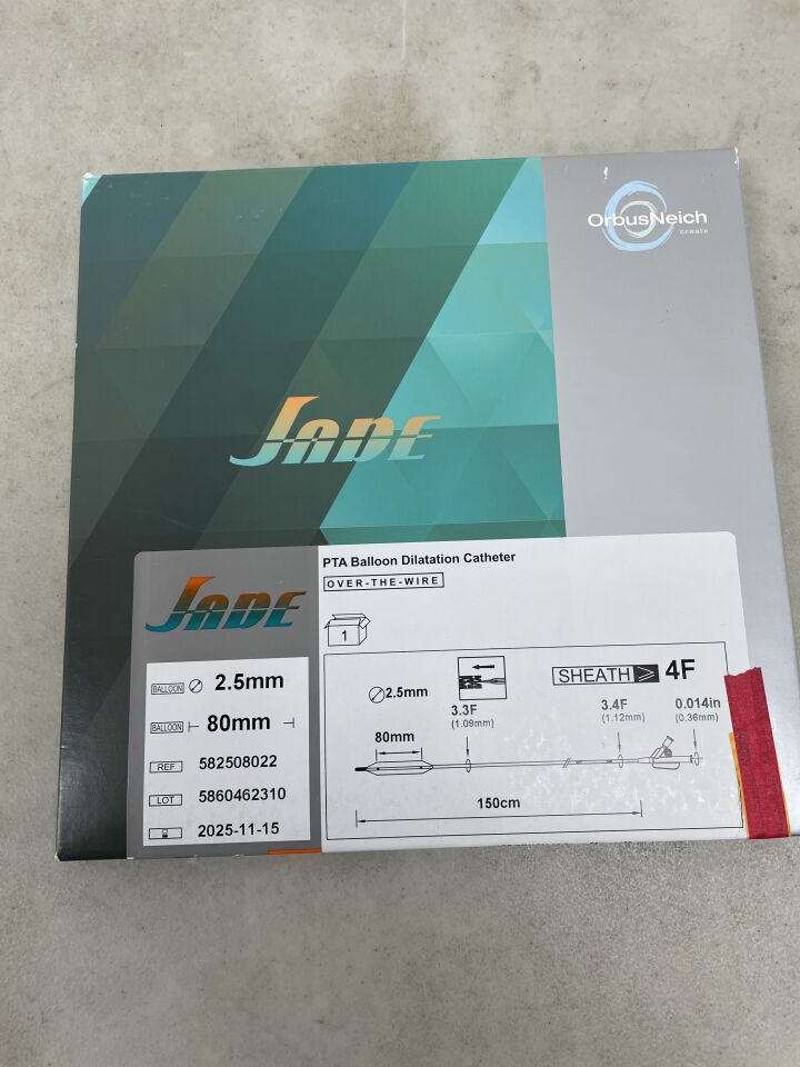 582508022 - ORBUSNEICH MEDICAL - Jade 014 PTA Balloon Dilatation Catheter 2.5mm x 80mm, 150cm, () - ( Expiry Date: 2025-11-15 )