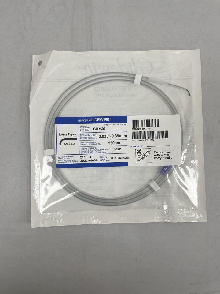 GR3507 - TERUMO - Radifocus Glidewire - Angled, Long Taper - .035" x 150cm x 8cm, (EA) - ( Expiry Date: 2024-11-30 )