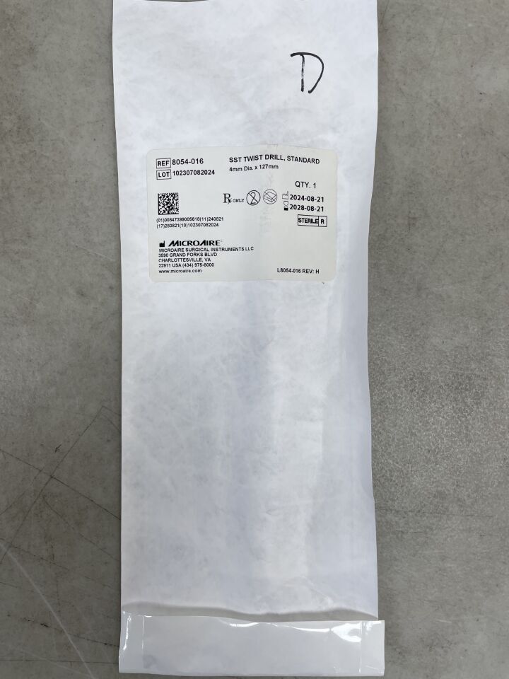 8054-016 - MICRO-AIRE - Standard Jacobs Twist Drill, 4.0 mm x 127 mm, (EA) - ( Expiry Date: 2028-08-21 )