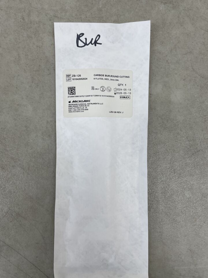 ZB-126 - MICRO-AIRE - Oval Cutting Carbide Bur, 3mm, (EA) - ( Expiry Date: 2028-05-13 )