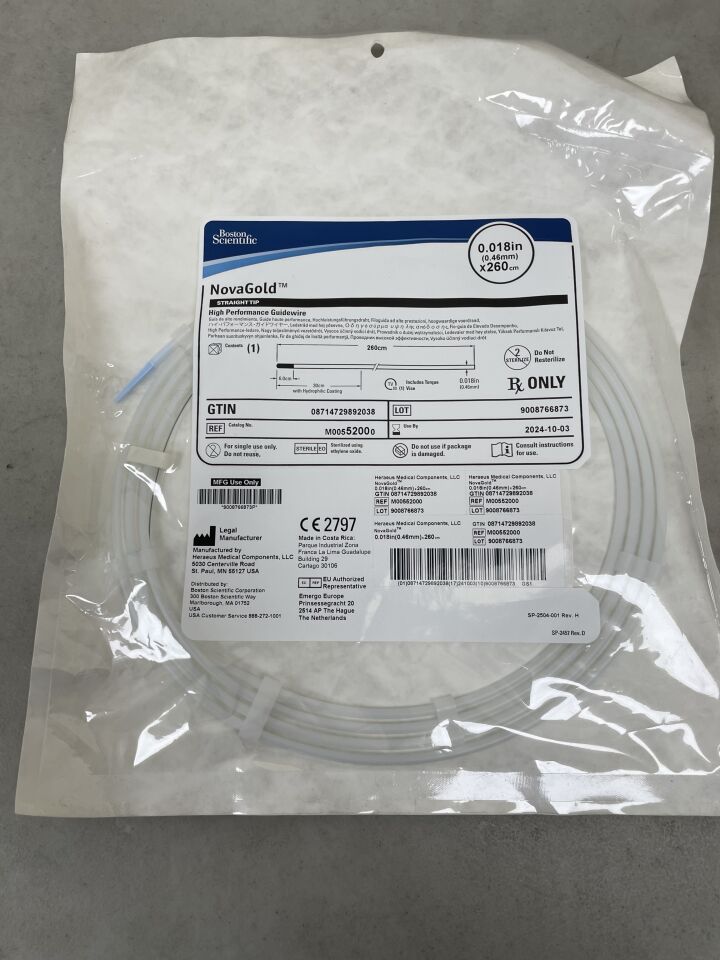 5200 - BOSTON SCIENTIFIC - NovaGold High Performance Guidewire - Straight Tip - .018" x 260cm, () - ( Expiry Date: 2024-10-03 )
