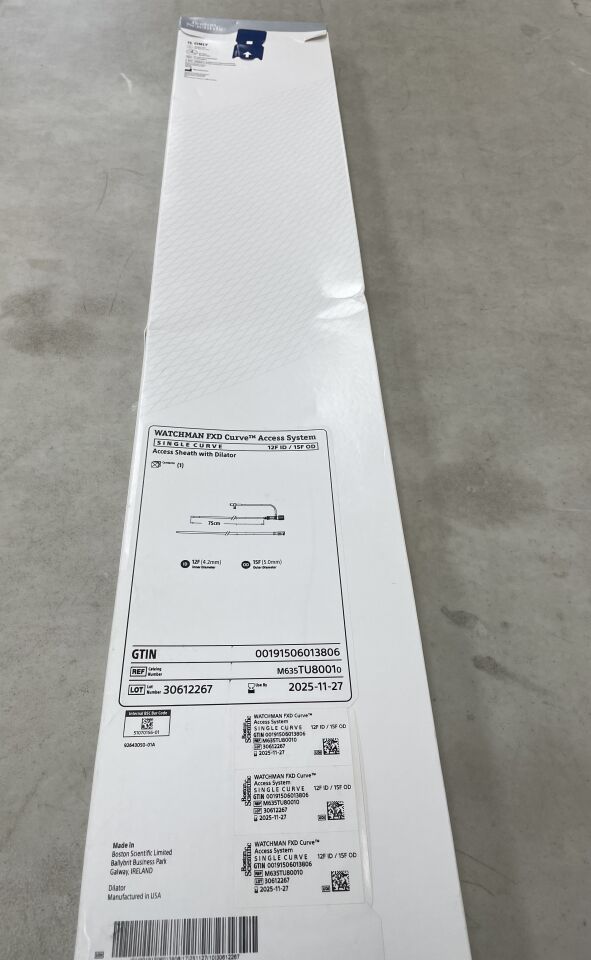 TU8001 - BOSTON SCIENTIFIC - WATCHMAN FXD Curve Access System - Access Sheath with Dilator - Single Curve - 12Fr x 75cm, (BX/1) - ( Expiry Date: 2025-11-27 )