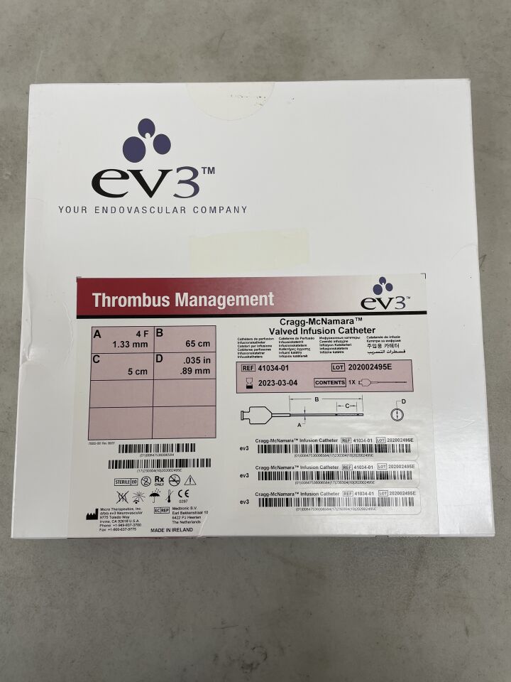 41034-01 - EV3 - Cragg-McNamara Valved Infusion Catheter 4F x 65cm x 5cm, (BX/1) - ( Expiry Date: 2023-03-04 )
