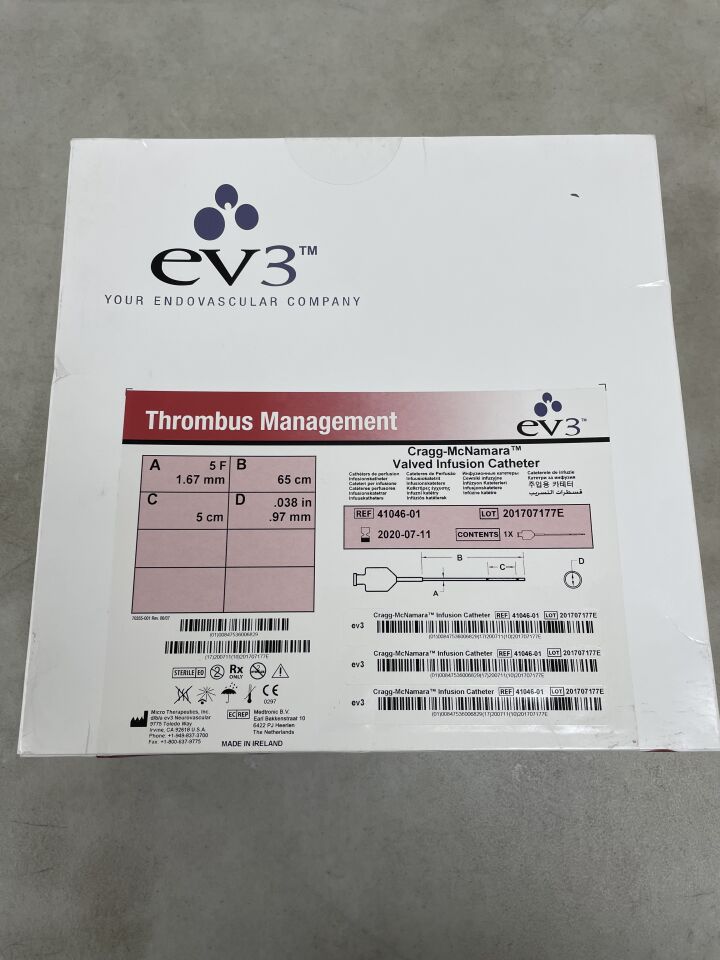 41046-01 - EV3 - Cragg-McNamara Valved Infusion Catheter 5F x 65cm x 5cm, (BX/1) - ( Expiry Date: 2020-07-11 )