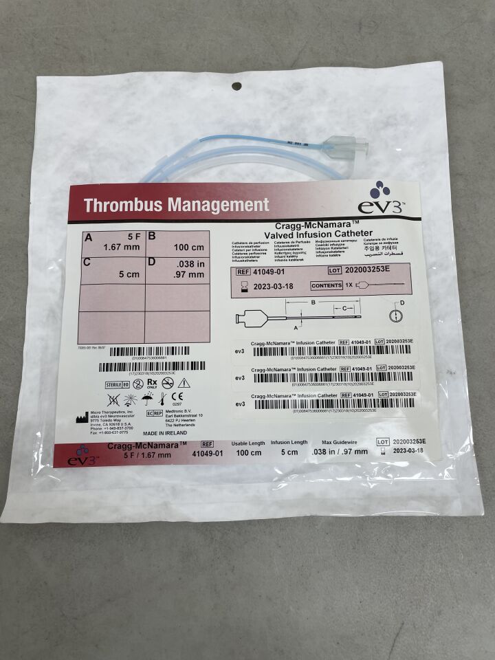 41049-01 - EV3 - Cragg-McNamara Valved Infusion Catheter 5F x 100cm x 5cm, (EA) - ( Expiry Date: 2023-03-18 )