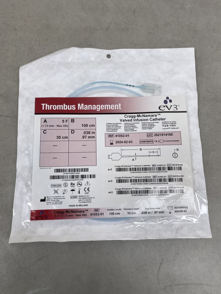 41052-01 - EV3 - Cragg-McNamara Valved Infusion Catheter 5F x 100cm x 30cm, (EA) - ( Expiry Date: 2024-02-03 )