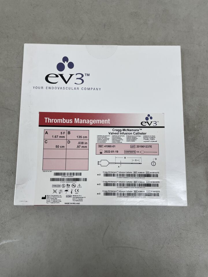 41060-01 - EV3 - Cragg-McNamara Valved Infusion Catheter 5F x 135cm x 50cm, (BX/1) - ( Expiry Date: 2022-01-19 )