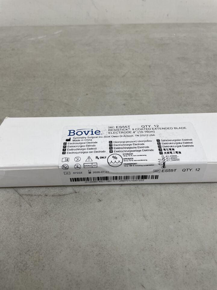 ES55T - BOVIE - resistick ii coated extended blade electrode 4'' (10.16cm), (BX/12) - ( Expiry Date: 2026-07-01 )