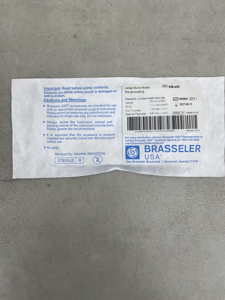 KM-458 - BRASSELER - Reciprocating Saw Blade 89.0, X, 12.5MM, (EA) - ( Expiry Date: 2027-09-13 )