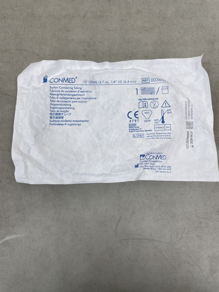 36550 - CONMED - Suction Connecting Tubing, 12 ft. L x 1/4 in. ID, (EA) - ( Expiry Date: 2028-09-27 )