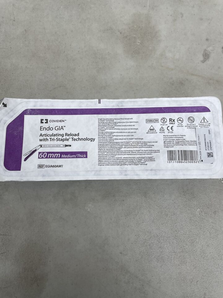 EGIA60AMT - COVIDIEN - Endo GIA Standard Tip Medium/Thick Tissue Articulating Stapler Reload, Purple, 60 mm Size , ( EA ) - ( Expiry Date : 2029-12-31 )