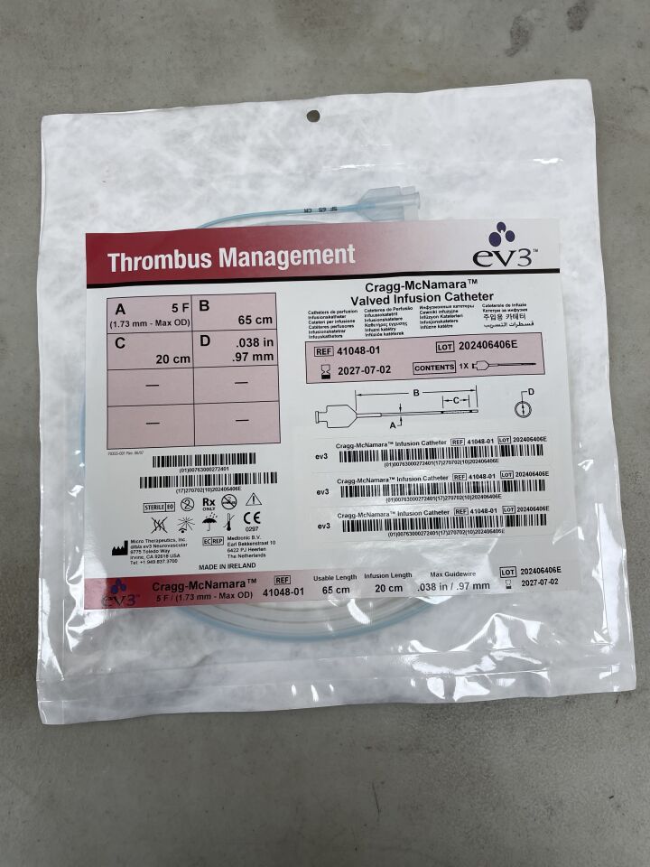 41048-01 - EV3 - Cragg-McNamara Valved Infusion Catheter 5F x 65cm x 20cm, (EA) - ( Expiry Date: 2027-07-02 )