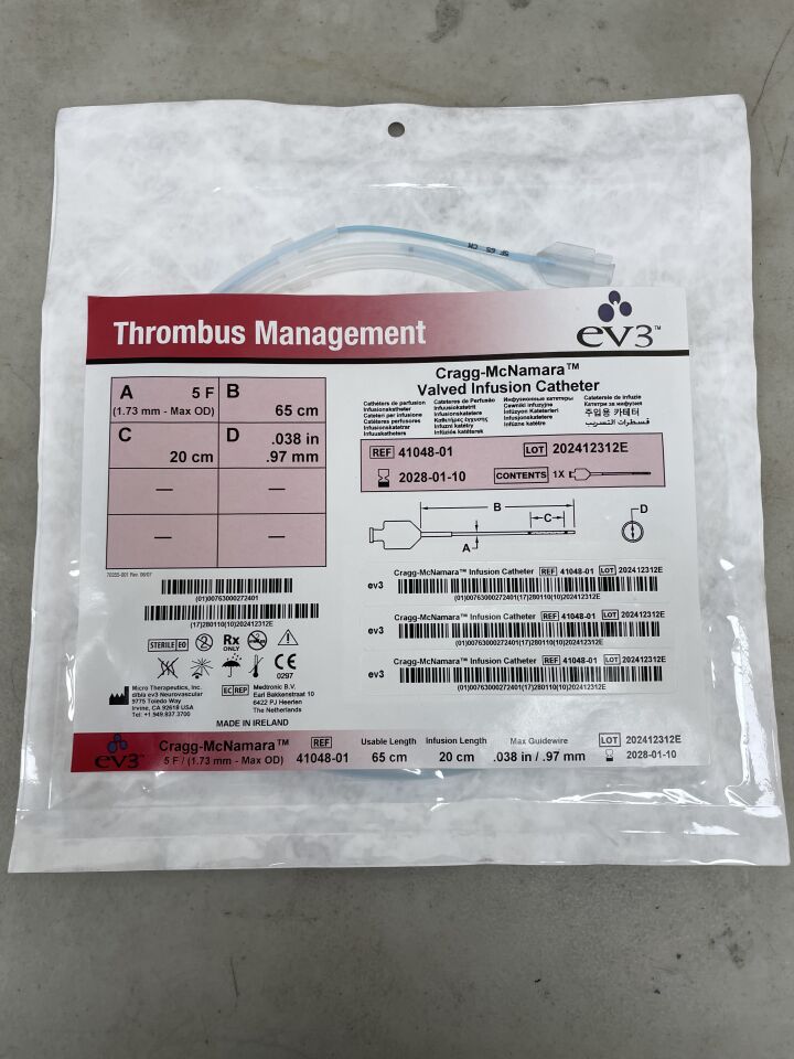 41048-01 - EV3 - Cragg-McNamara Valved Infusion Catheter 5F x 65cm x 20cm, (EA) - ( Expiry Date: 2028-01-10 )