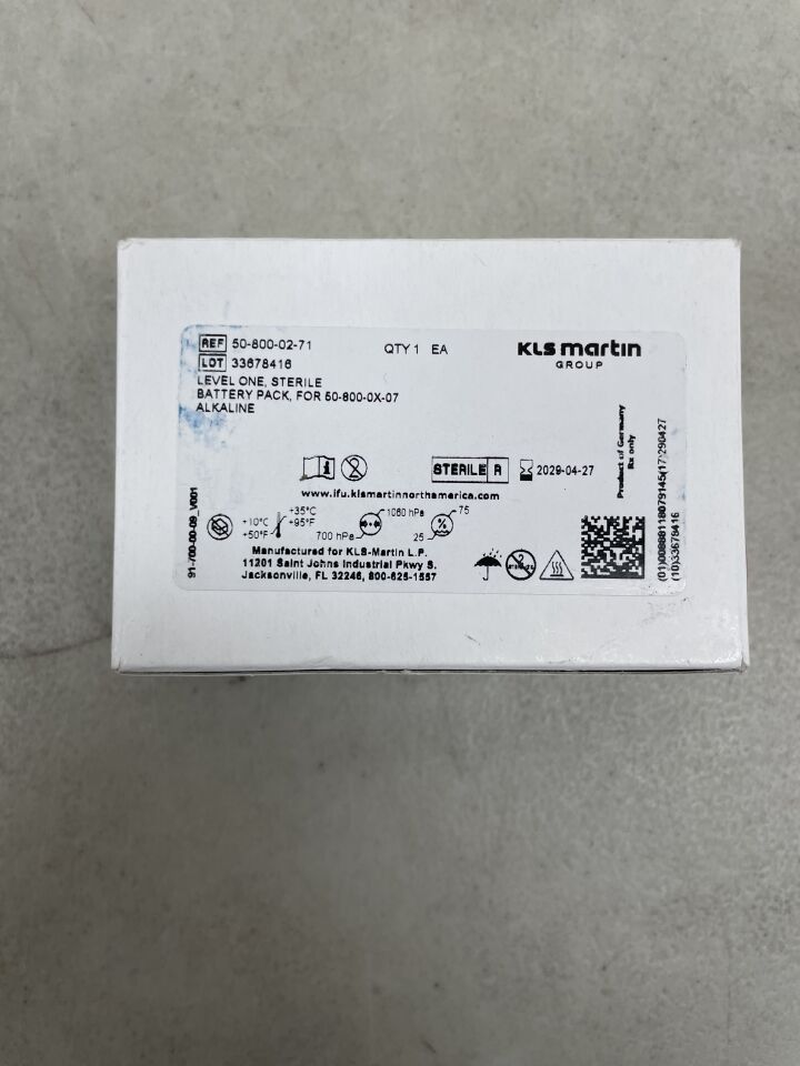 50-800-02-71 - KLS MARTIN - Battery Pack, Level One for 50-800-01-07 or 50-800-03-07 Alkaline, (BX/1) - ( Expiry Date: 2029-04-27 )