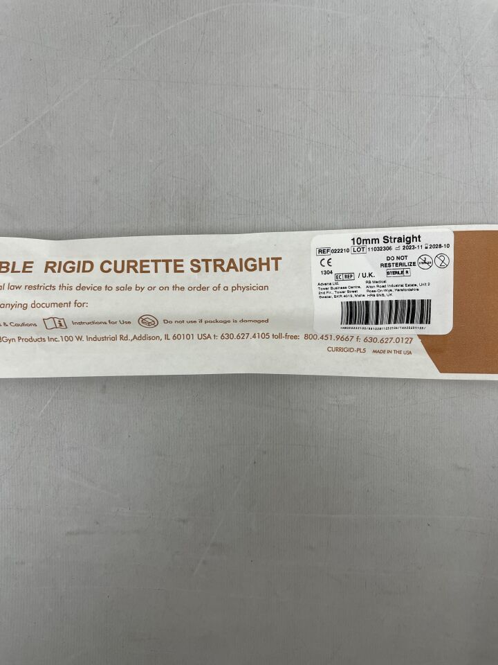 22210 - MEDGYN - Rigid Straight Curette, 10 mm, (EA) - ( Expiry Date: 2028-10-01 )