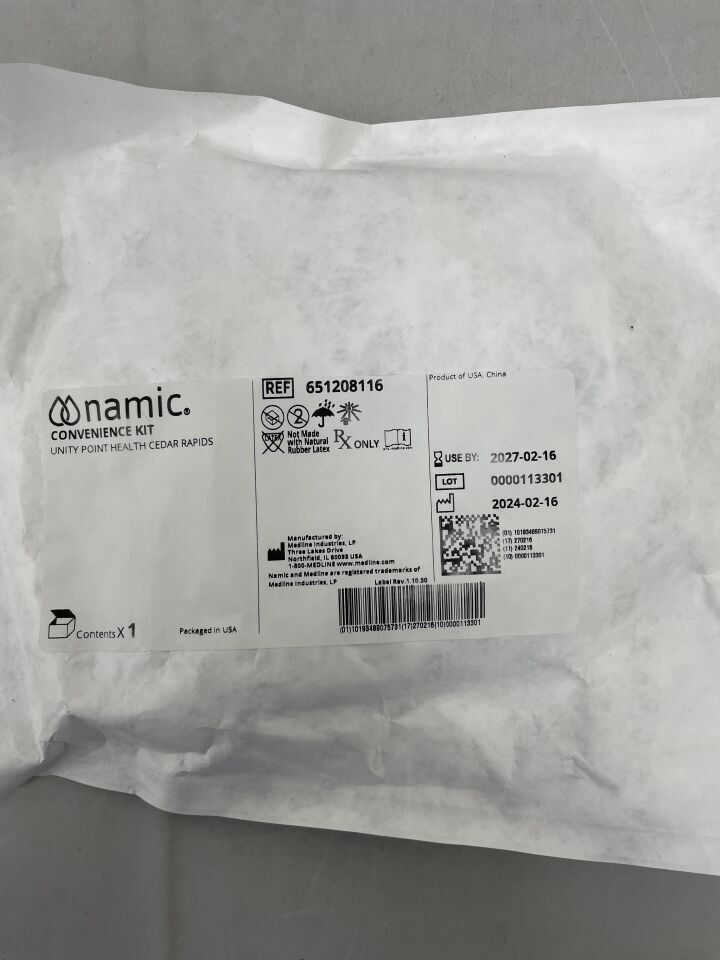 651208116 - MEDLINE - Namic Convenience Kit, (EA) - ( Expiry Date: 2027-02-16 )