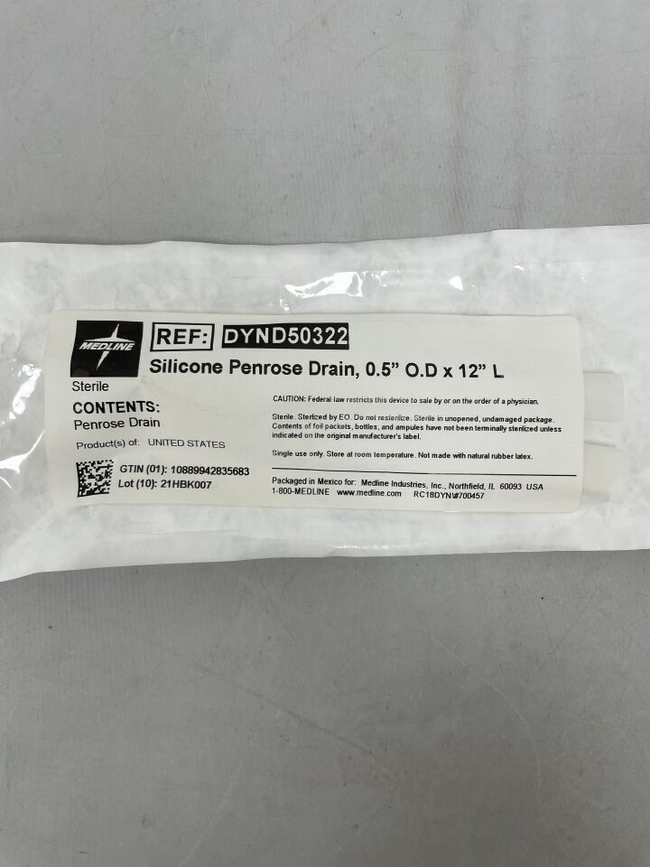 DYND50322 - MEDLINE - Silicone Penrose Drain, 12" x 0.5", (EA) - ( Expiry Date: 2099-12-31 )
