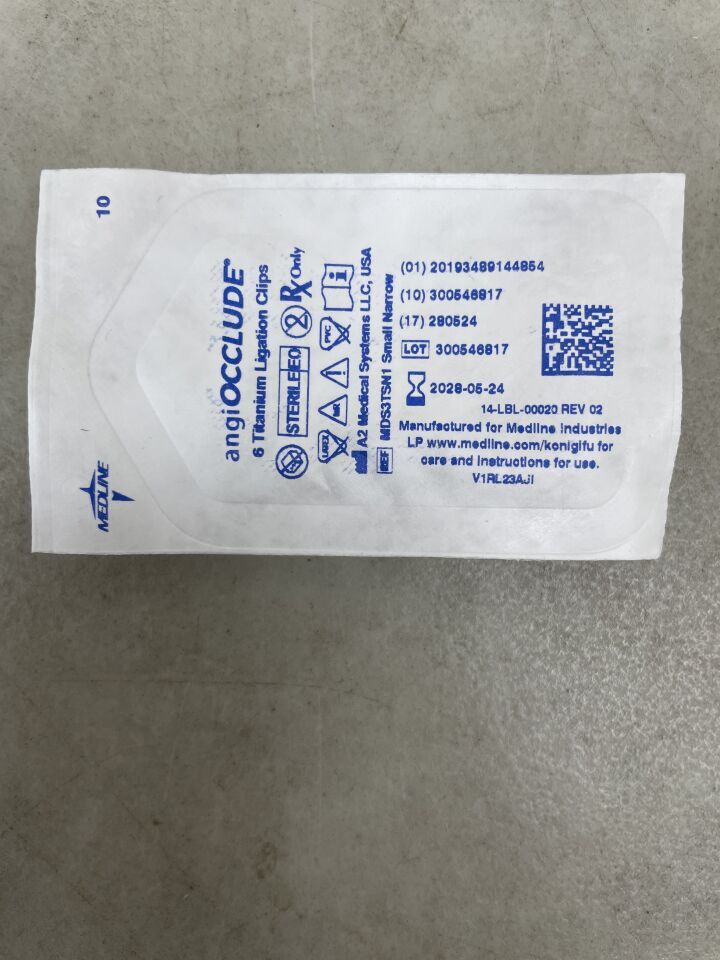 MDS3TSN1 - MEDLINE - angiOcclude Small Narrow, 6 Titanium Ligation Clips, (EA) - ( Expiry Date: 2028-05-24 )