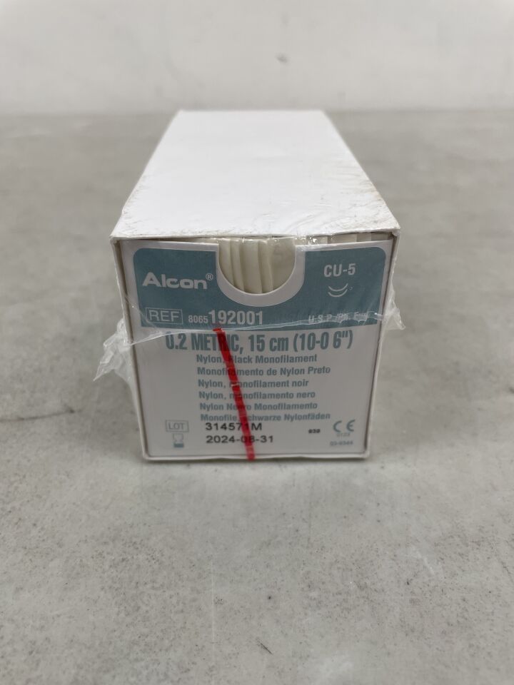 192001 - ALCON - Nylon black 6" CU-5 spatula, double armed - Monofilament, Non-Absorbable, Nylon, Suture, Synthetic, (BX/12) - ( Expiry Date: 2024-08-31 )