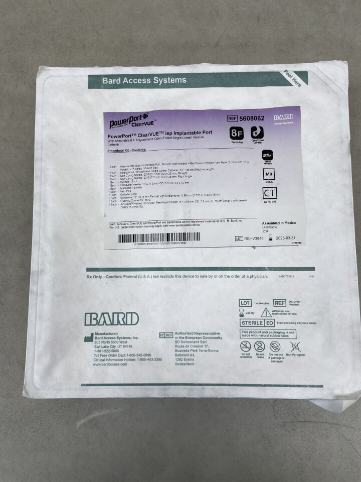 5608062 - BARD - PowerPort ClearVue isp Implantable Port 8F, Procedural Kit, (EA) - ( Expiry Date: 2025-03-31 )