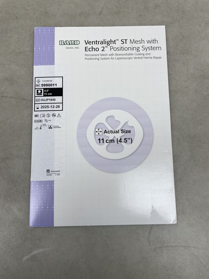 5990011 - BARD - ventralight st partially absorbable mesh with echo 2 positioning system, circle, 4.5 in. size, (BX/1) - ( Expiry Date: 2025-12-28 )