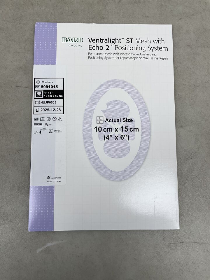 5991015 - BARD - ventralight st partially absorbable mesh with echo 2 positioning system, ellipse, 4 x 6 in., (BX/1) - ( Expiry Date: 2025-12-28 )