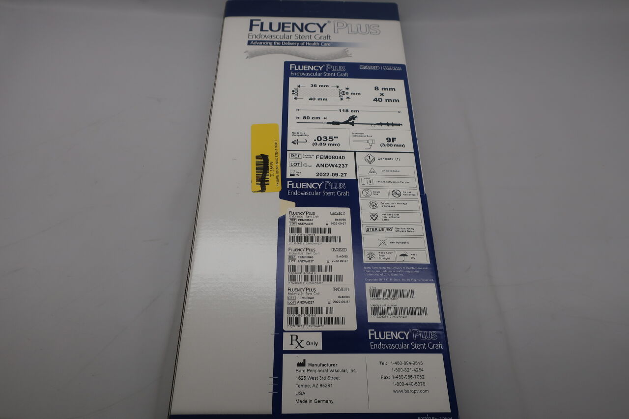 FEM08040 - BARD - Fluency Plus ePTFE Endovascular Stent Graft, 8 dia. x 40 mm Length, (BX/1) - ( Expiry Date: 2025-12-14 )