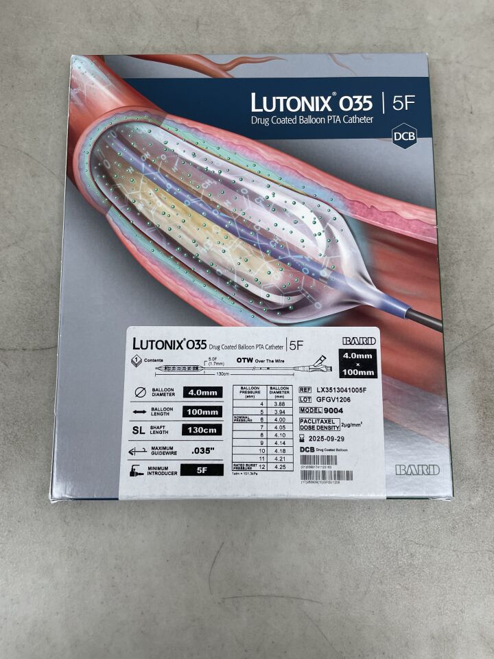 LX3513041005F - BARD - LUTONIX 035 Drug Coated Balloon PTA Catheter - 5Fr x 4mm x 100mm x 130cm, (BX/1) - ( Expiry Date: 2025-09-29 )