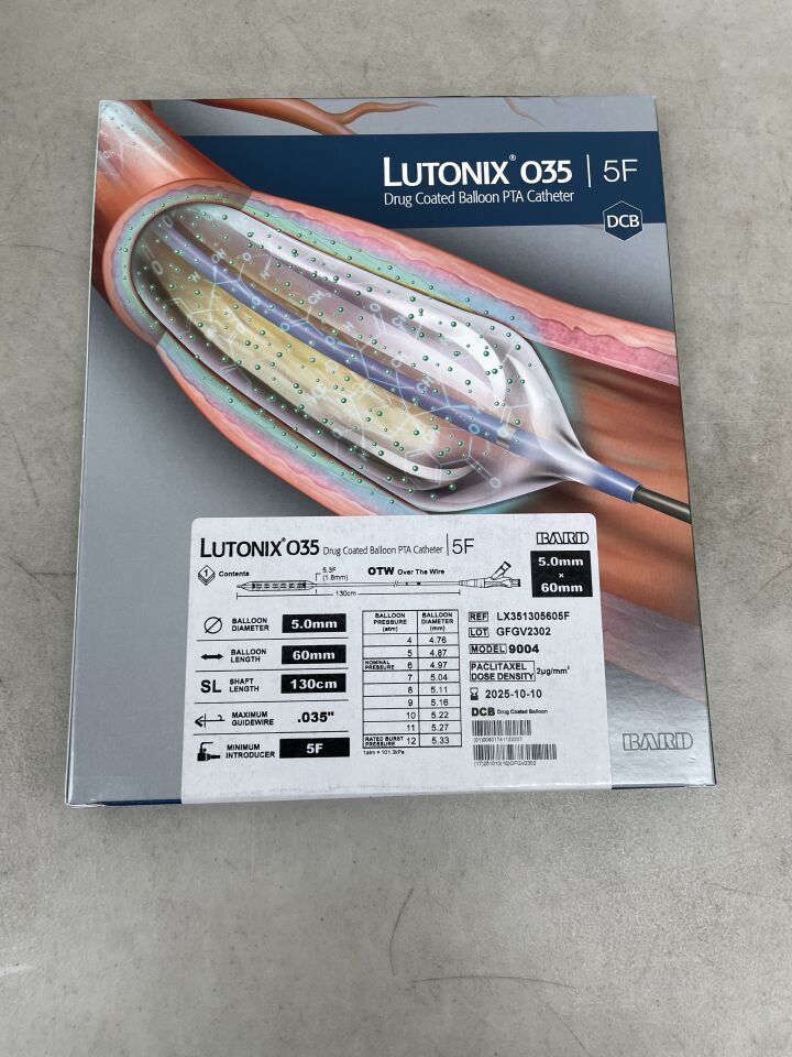 LX351305605F - BARD - Lutonix 035 OTW Drug Coated Balloon PTA Catheter 5mm x 60mm, 130cm, (BX/1) - ( Expiry Date: 2025-10-10 )