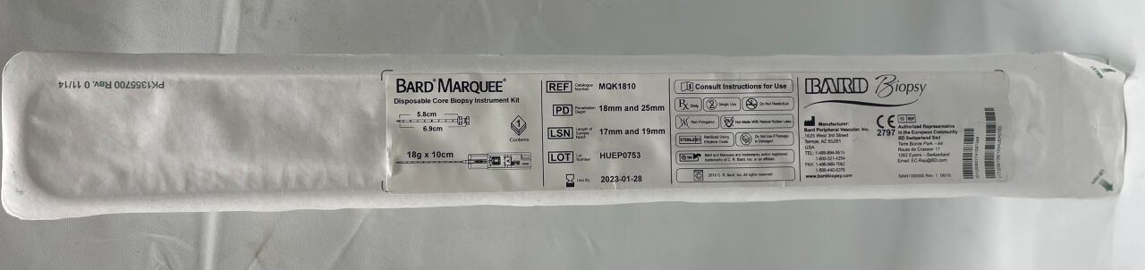 MQK1810 - BARD - Marquee Disposable Core Biopsy 18G x 10cm, (EA) - ( Expiry Date: 2025-06-28 )
