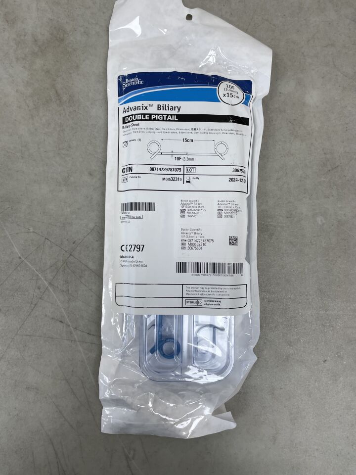 3231 - BOSTON SCIENTIFIC - Advanix Biliary Stent - Double Pigtail - 10Fr x 15cm, (EA) - ( Expiry Date: 2025-09-12 )