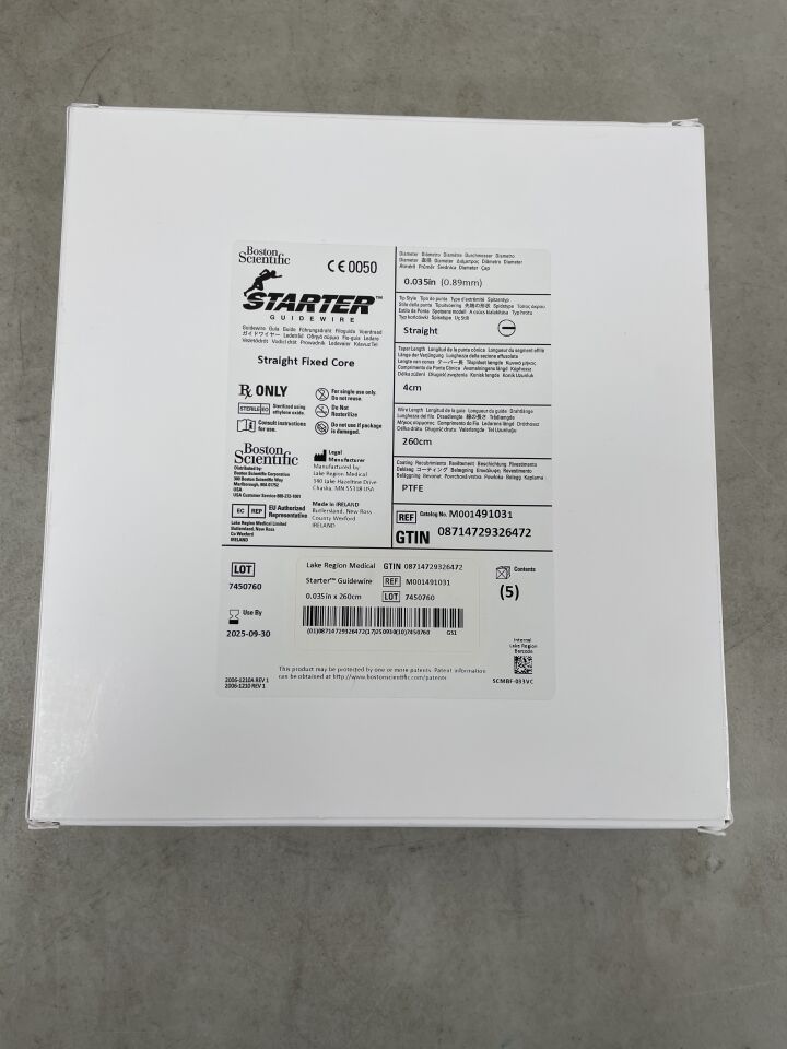 49103 - BOSTON SCIENTIFIC - Starter Guidewire Straight Fixed Core .035, (BX/5) - ( Expiry Date: 2025-09-30 )