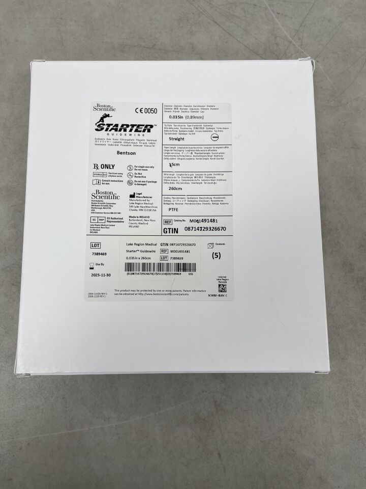 49148 - BOSTON SCIENTIFIC - Starter Guidewire - Bentson Straight - .035" x 260cm, (BX/5) - ( Expiry Date: 2025-11-30 )