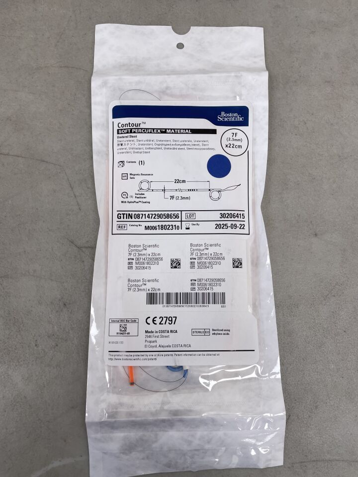 180231 - BOSTON SCIENTIFIC - Contour Ureteral Stent - Soft Percuflex Material - 7Fr x 22cm, (EA) - ( Expiry Date: 2025-09-22 )