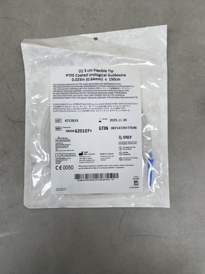 620107 - BOSTON SCIENTIFIC - PTFE Coated Urological Guidewire - Flexible Tip - .025" x 150cm, (EA) - ( Expiry Date: 2025-11-30 )
