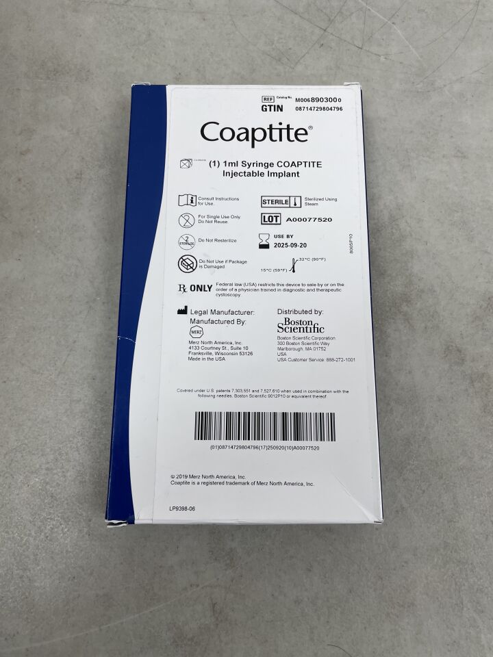 890300 - BOSTON SCIENTIFIC - Coaptite Injectable Implant, 1mL, (BX/1) - ( Expiry Date: 2025-09-20 )