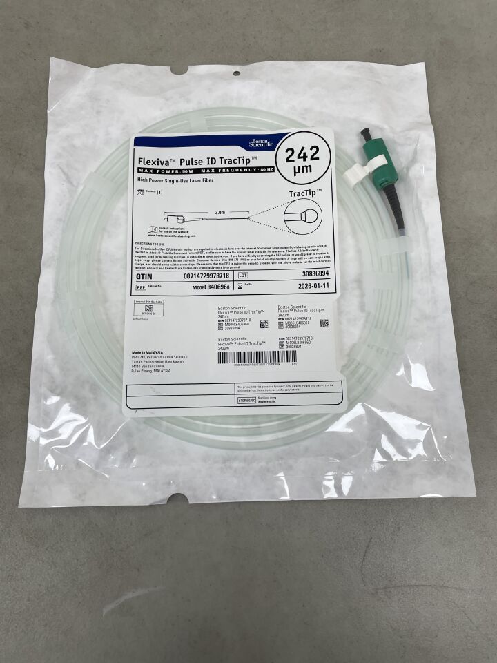 L840696 - BOSTON SCIENTIFIC - Flexiva Pulse ID TracTip High Power Single-Use Laser Fiber - 50W x 80HZ - 3.0m x 242µm, (EA) - ( Expiry Date: 2026-01-11 )