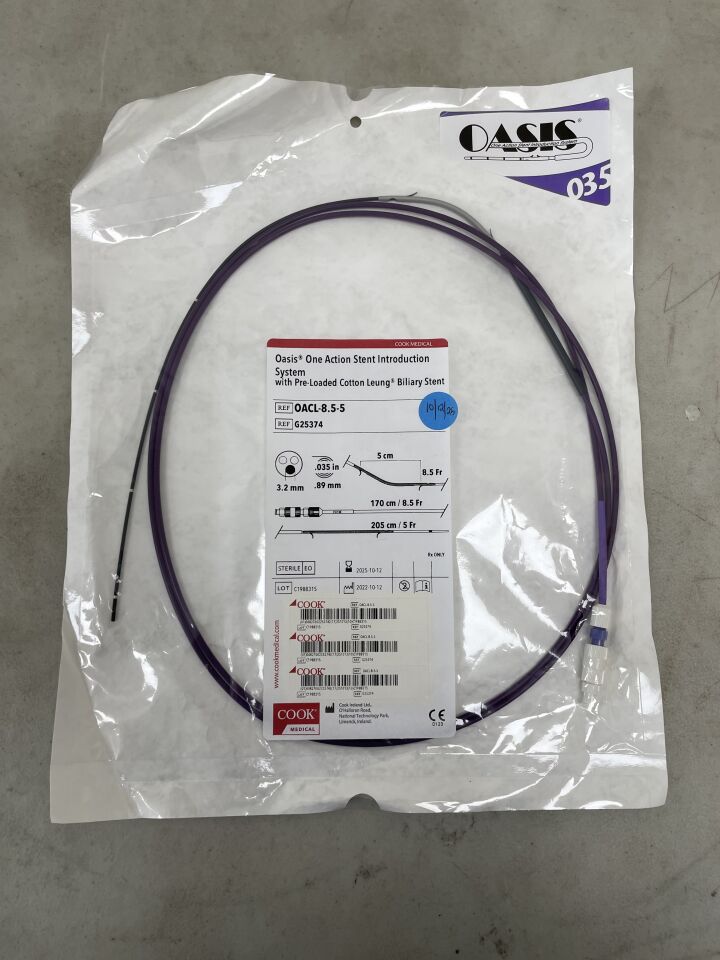 G25374 - COOK - Oasis-One Action Stent Introduction System w/Cotton-Leung 8.5F x 5cm, (EA) - ( Expiry Date: 2025-10-12 )