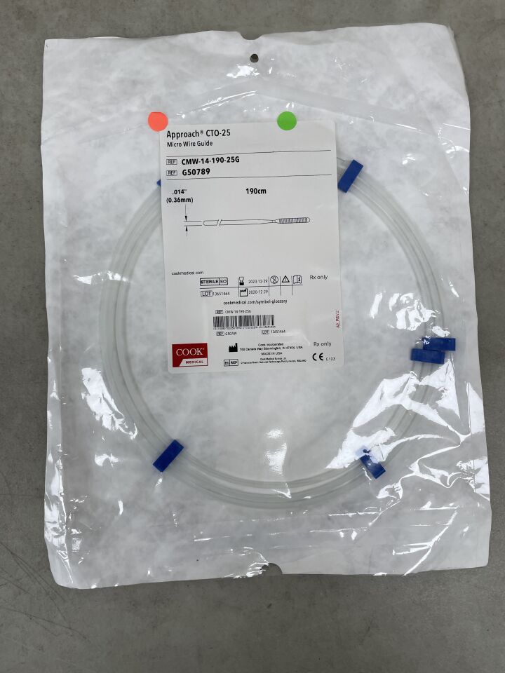 G50789 - COOK - Approach CTO-25 Micro Wire Guide - .014" x 190cm, (EA) - ( Expiry Date: 2025-06-17 )