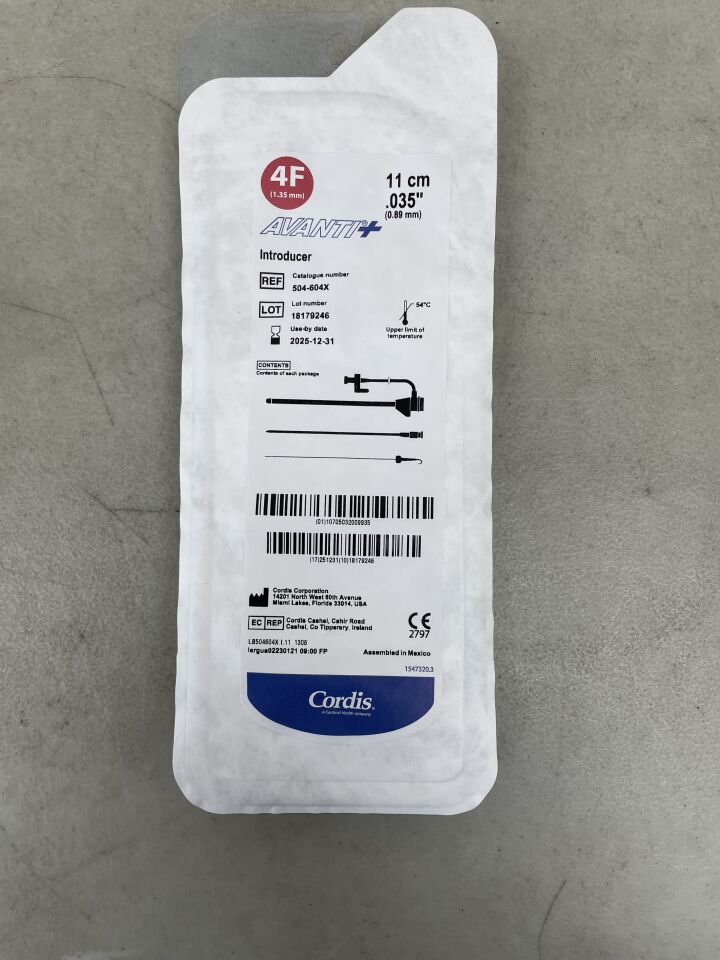 504-604X - CORDIS - Avanti+ Introducer w/Mini-Wire 4F x 11cm, 0.035", (EA) - ( Expiry Date: 2025-12-31 )
