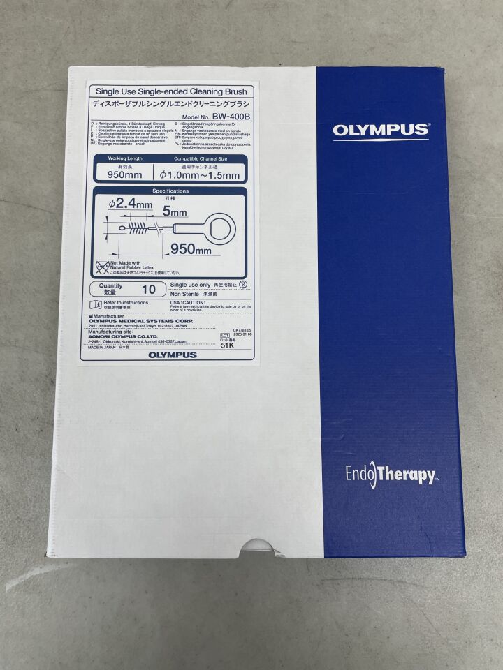 BW-400B - OLYMPUS - Single-Ended Cleaning Brush, 1.0mm-1.5mm x 95cm, Single Use, (BX/10) - ( Expiry Date: 2099-12-31 )