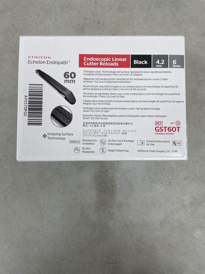 GST60T - ETHICON - Echelon Endopath Stapler Reload with Gripping Surface Technology, Black, 4.2 Open x 2.3 mm Closed Height, (BX/12) - ( Expiry Date: 2025-12-31 )