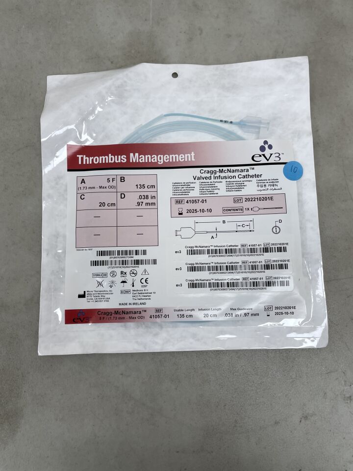 41057-01 - EV3 - Cragg-McNamara Valved Infusion Catheter, 5F x 135cm x 20cm x .038", (EA) - ( Expiry Date: 2025-10-10 )