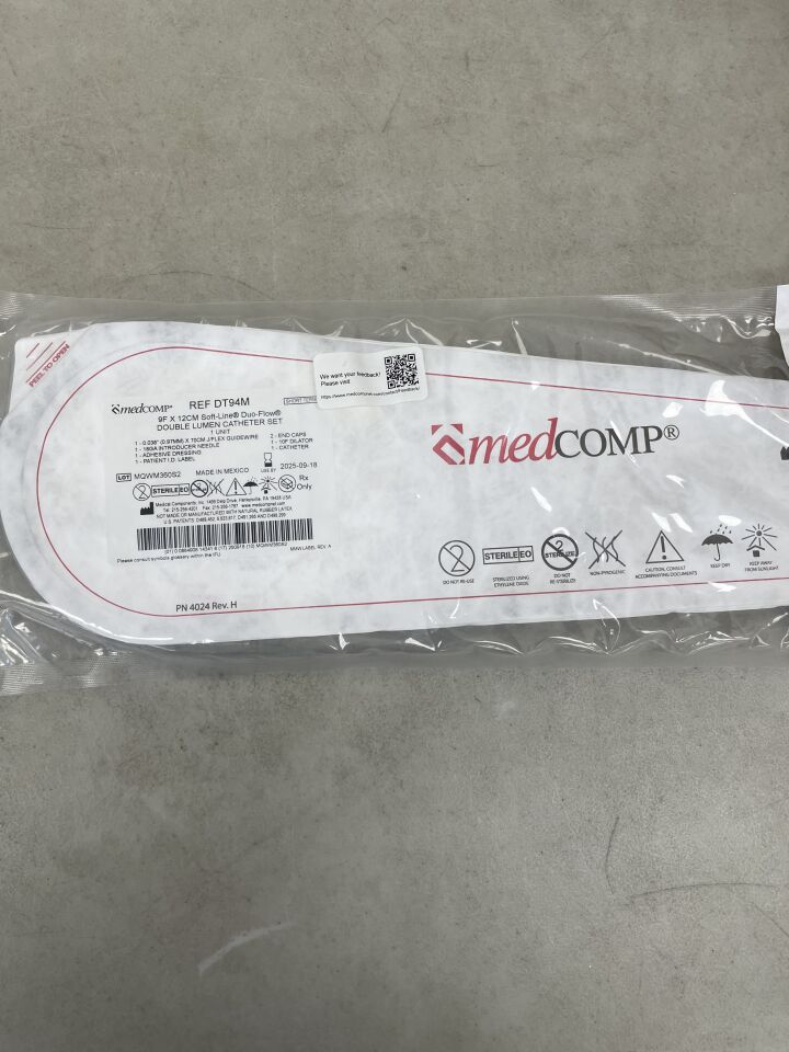DT94M - MEDCOMP - Duo-Flow Soft-Line ST Dialysis Catheter, Straight 9F x 12cm, Basic Set, (EA) - ( Expiry Date: 2025-09-18 )