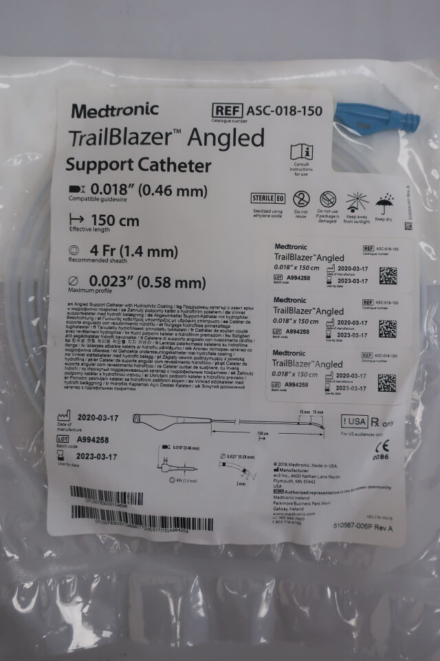 ASC-018-150 - MEDTRONIC - Trailblazer Angled Support Catheter 0.018" x 150cm, (EA) - ( Expiry Date: 2025-08-17 )