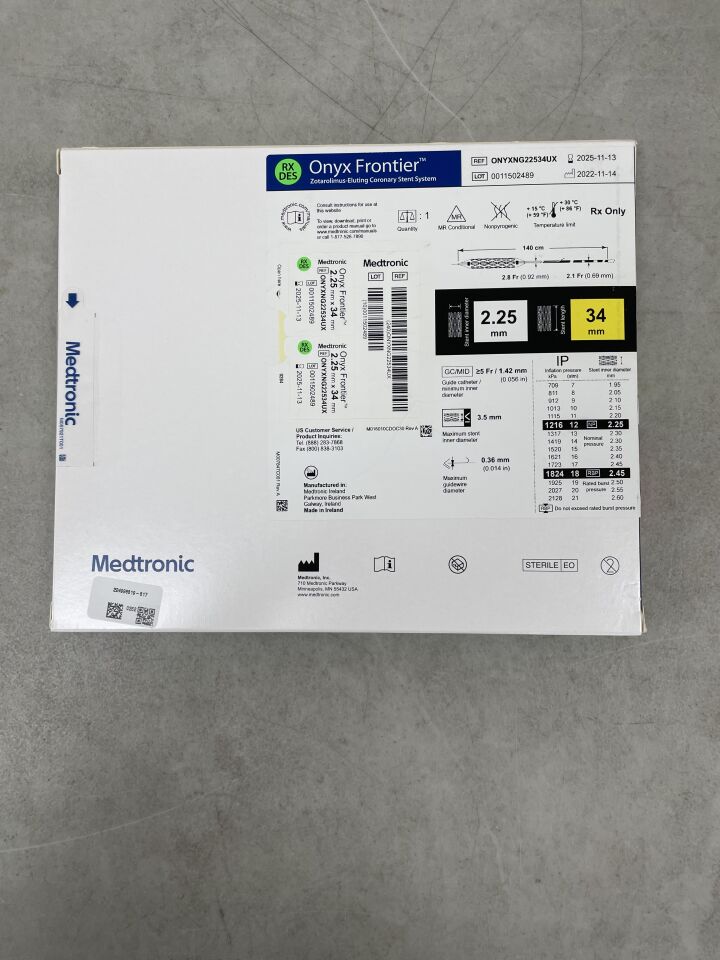 ONYXNG22534UX - MEDTRONIC - Onyx Frontier Zotarolimus-Eluting Coronary Stent System - RX - 2.25mm x 34mm, (BX/1) - ( Expiry Date: 2025-11-13 )