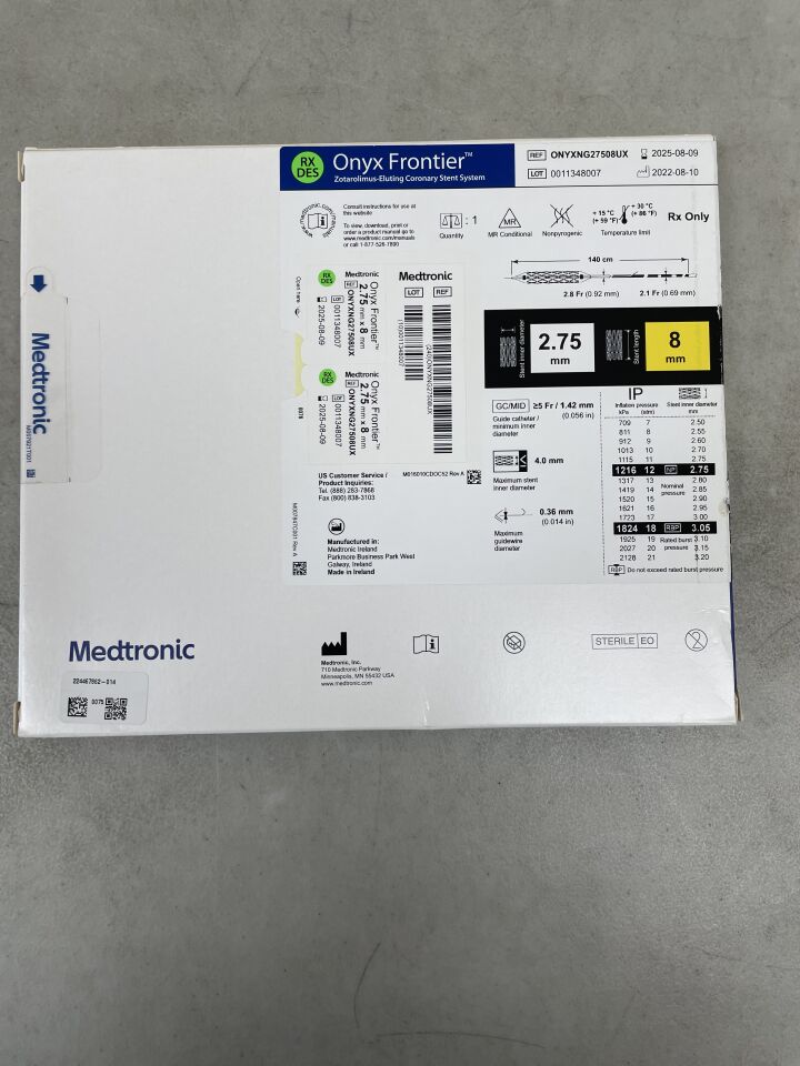 ONYXNG27508UX - MEDTRONIC - Onyx Frontier Zotarolimus-Eluting Coronary Stent System - RX - 2.75mm x 8mm, (BX/1) - ( Expiry Date: 2025-08-09 )
